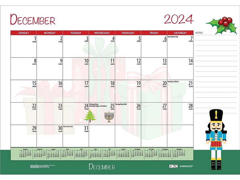 2024-2025 House of Doolittle Seasonal Holiday Depictions 22" x 17" Academic Monthly Desk Pad Calendar (1395-25)