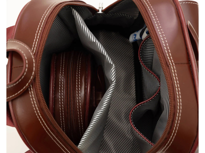 McKlein ACADIA 2-Piece Leather Backpack Set, Small, Red (99716)