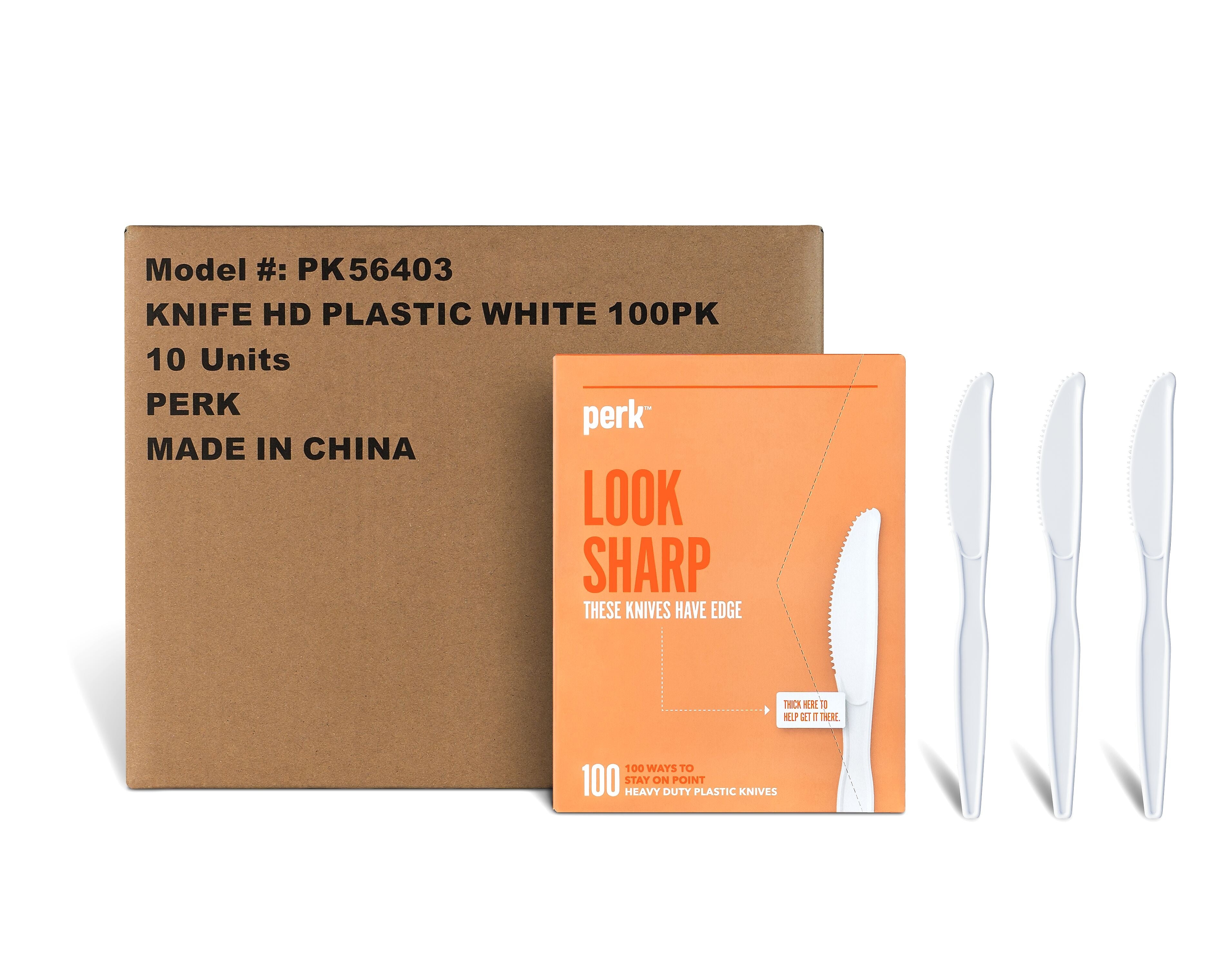 Perk™ Polystyrene Knife, Heavy-Weight, White, 1000/Carton (PK56403CT)