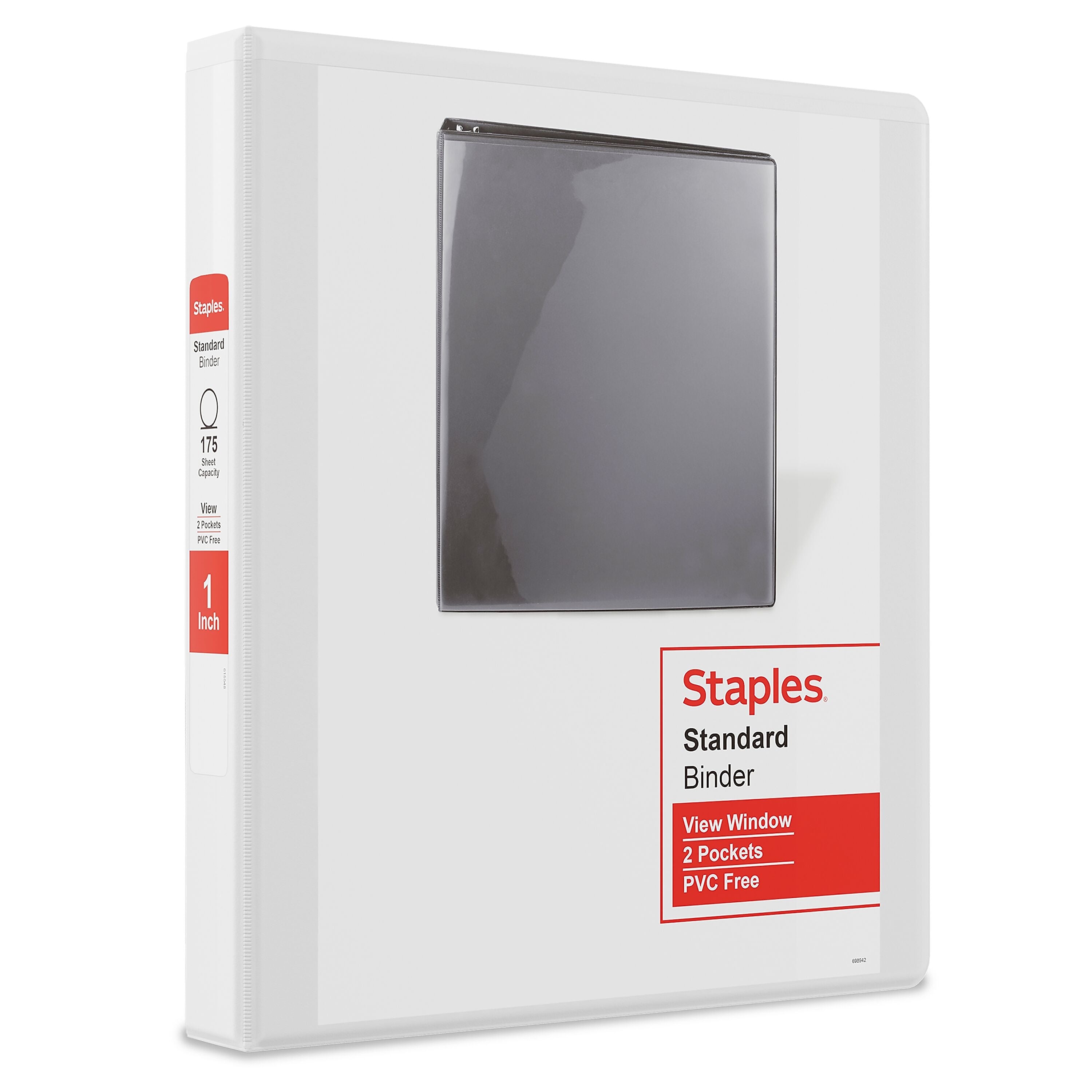Staples 1" 3-Ring View Binders, D-Ring, White, 12/Pack (26432CT)