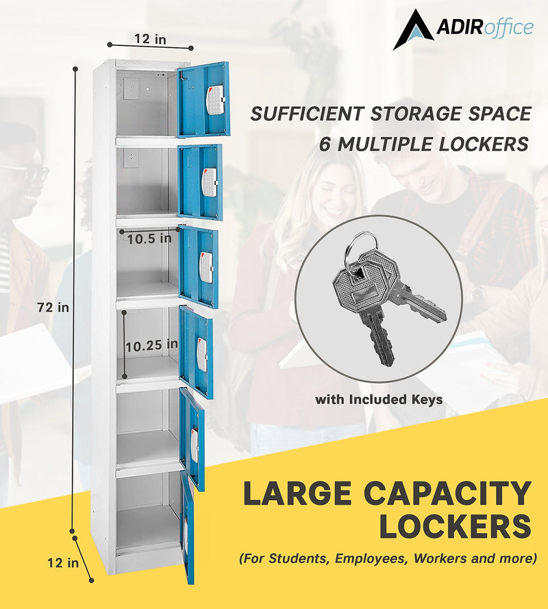 AdirOffice 72"H 6-Tier Blue Storage Locker (ADI629-206-BLU-DL)