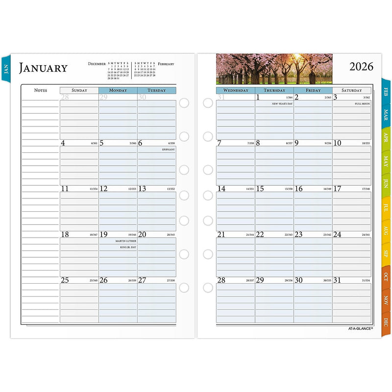 2026 AT-A-GLANCE Zenscapes 8.5" x 5.5" Weekly & Monthly Planner Refill Pages, Multicolored (281-285Y-26)