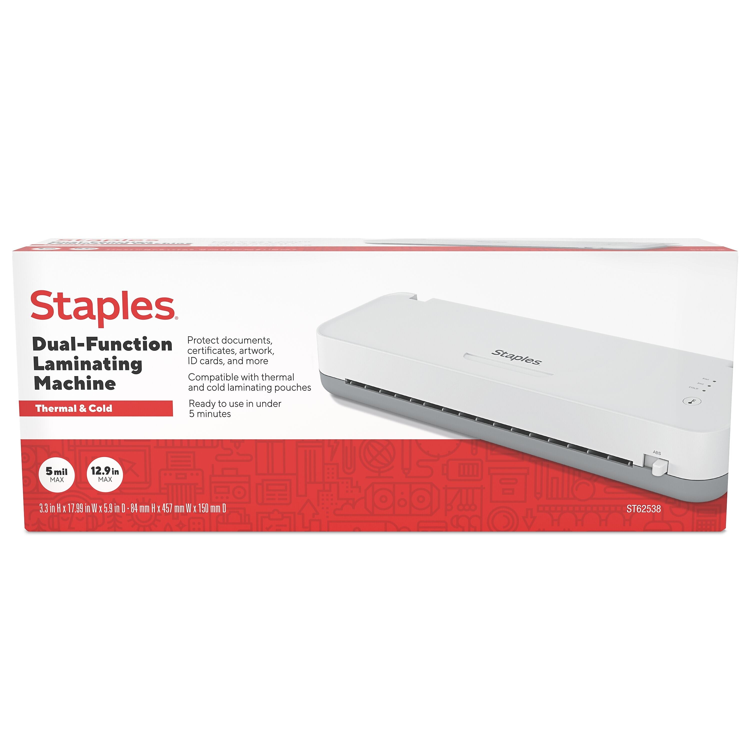 Staples® Thermal & Cold Laminator, 12.9" Width, White/Gray (OL312S)