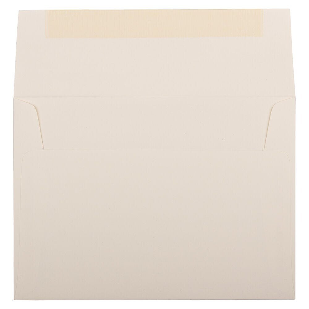 JAM Paper A7 Booklet Envelope 5 1/4" x 7 1/4", Natural White Linen, 100/Pack (82011d)