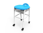 Luxor Plastic/Steel Adjustable-Height Classroom Stool with Wheels and Storage, Blue/White (MBS-STOOL-2)