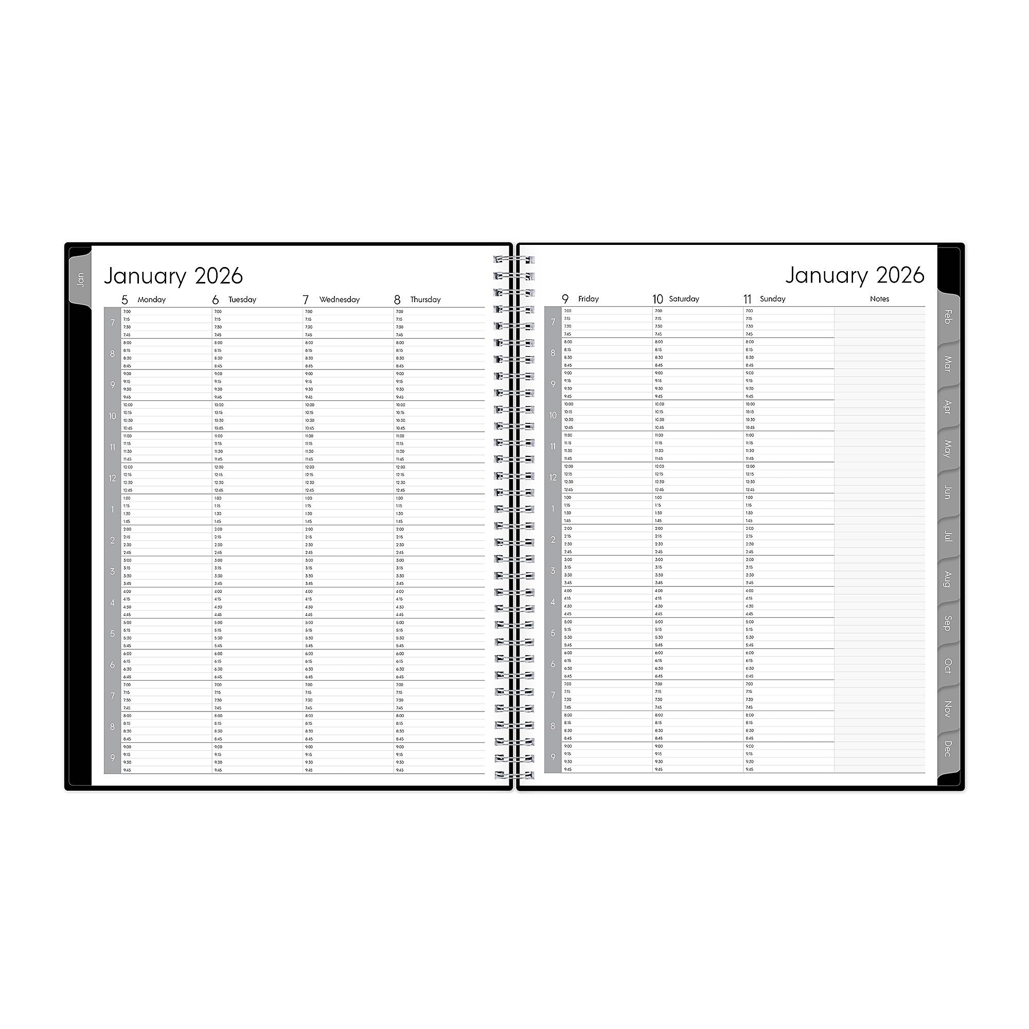 2026 Blue Sky Enterprise 8.5" x 11"  Weekly & Monthly Appointment Book, Plastic Cover, Black (111289-26)