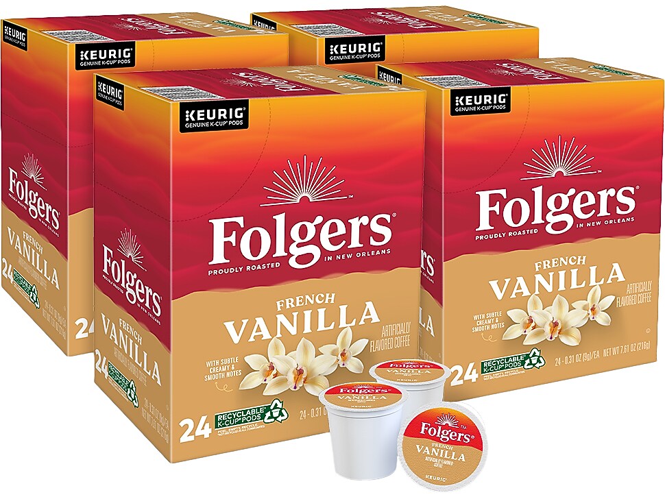 Folgers French Vanilla Coffee, Keurig K-Cup Pod, 96/Carton (6661CT)
