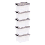 Iris 32 Quart Storage Bin with Latching Lid, Plastic, Clear, 5/Pack (500145)