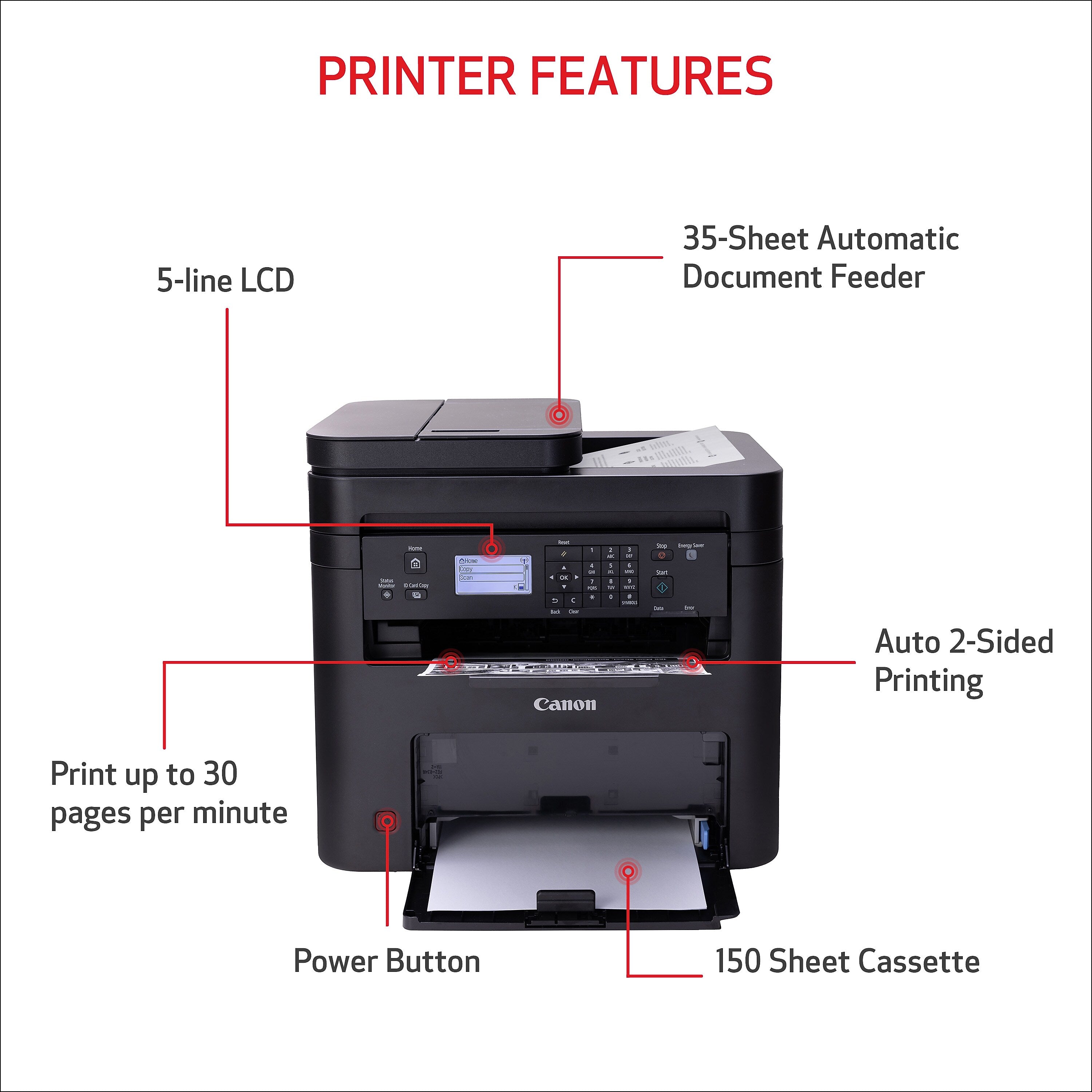 Canon imageCLASS MF273dw Wireless Black & White Laser Printer, All-In-One, Print, Scan, Copy