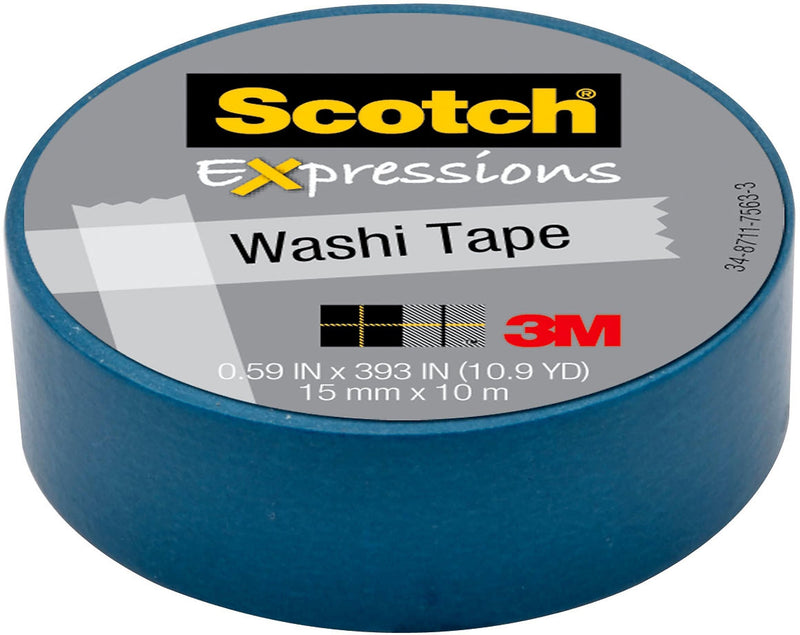 Scotch® Expressions Washi Tape, 0.59" x 10.91 yds., Blue (C314-BLU)