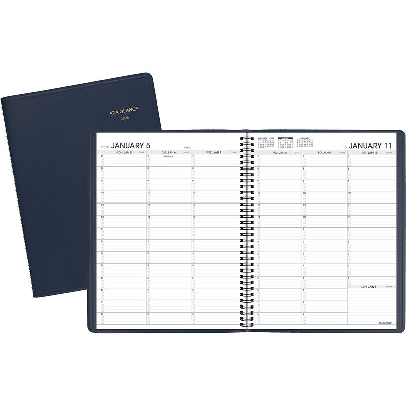 2026 AT-A-GLANCE 8.25" x 11" Weekly Appointment Book Planner, Faux Leather Cover, Navy (70-950-20-26)