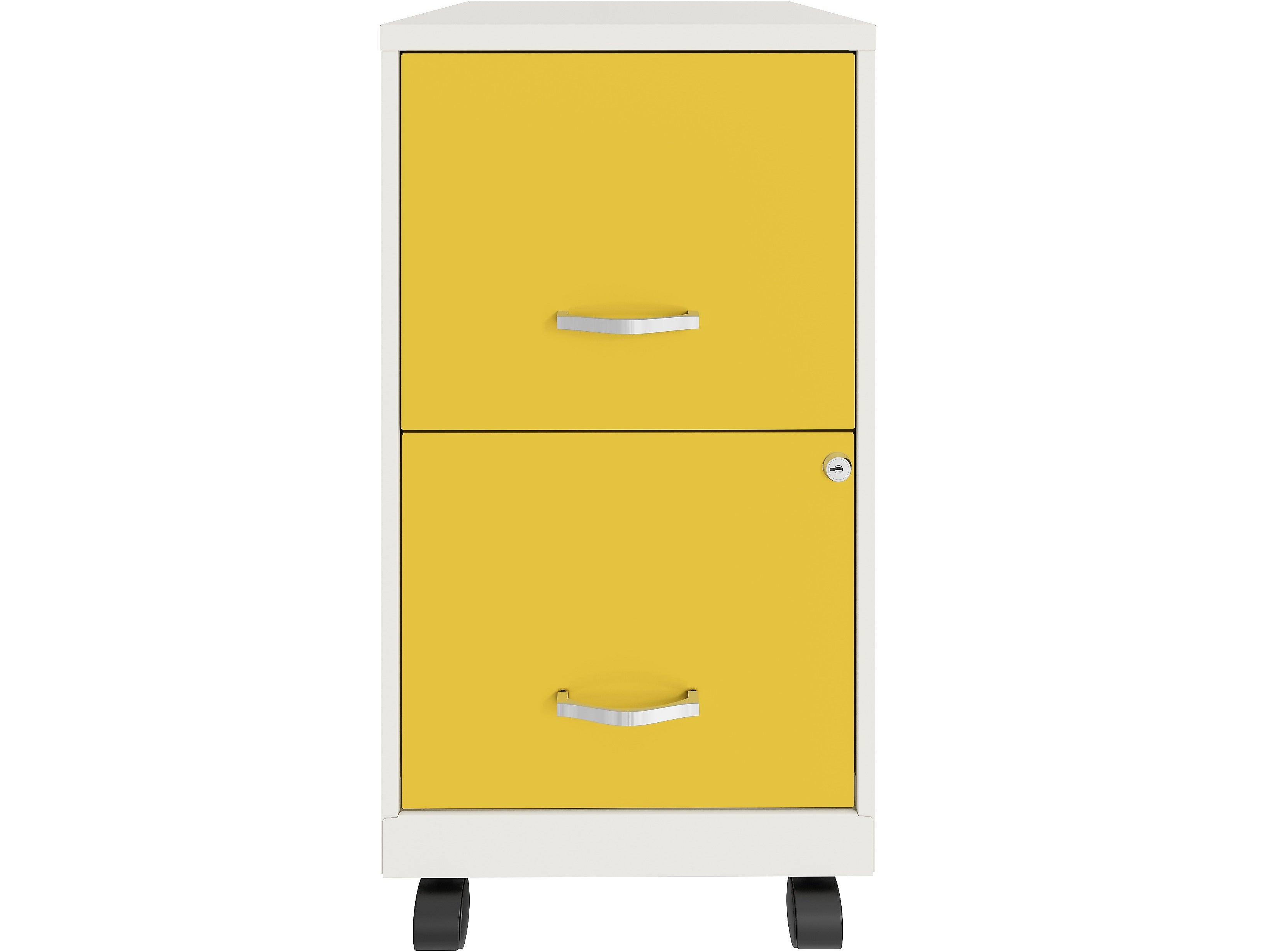 Space Solutions SOHO Smart File 2-Drawer Mobile Vertical File Cabinet, Letter Size, Lockable, Pearl White/Goldfinch (25337)