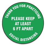 Accuform Slip-Gard Floor Signs, 17" Circle, "Thank You For Practicing Social Distancing...", Green, 25/PK (GN1MFS425ESP)