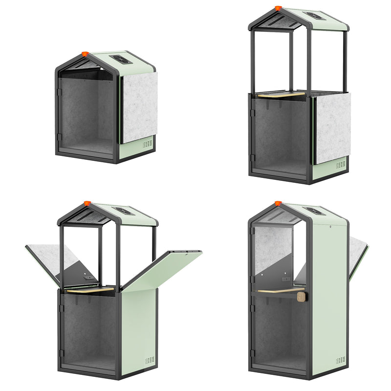 Flexispot Quick Install Series Solo Pro Sound Absorbing Privacy Booth, Green (EP1SG)