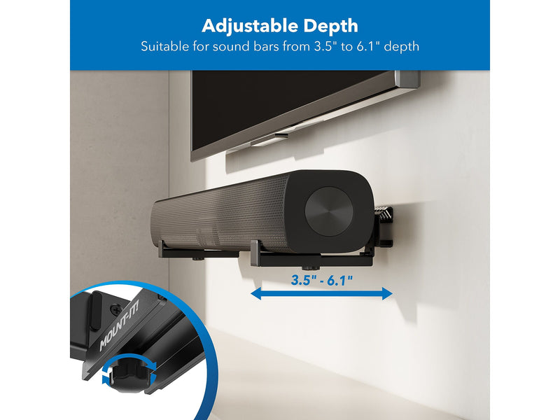 Mount-It! No-Stud Soundbar Wall Mount, Black (MI-SB60)