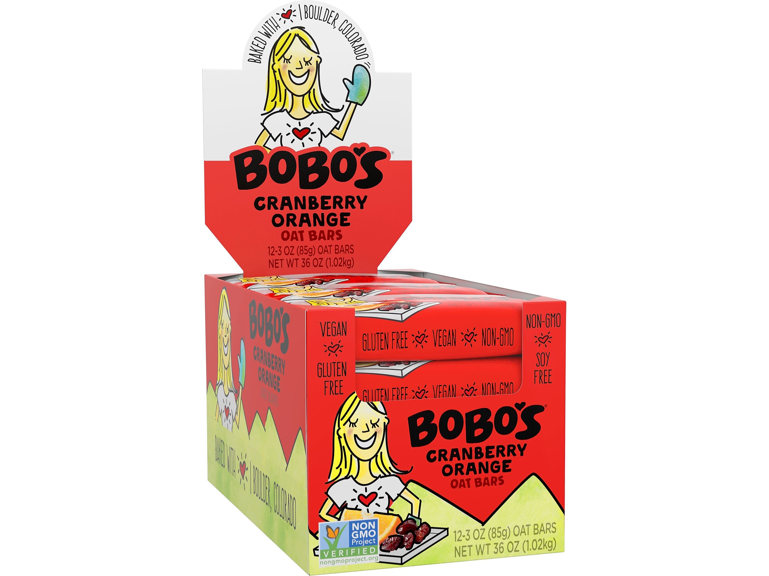 Bobo's Gluten-Free Cranberry Orange Oat Bar, 36 oz., 12 Bars/Box (102-D)