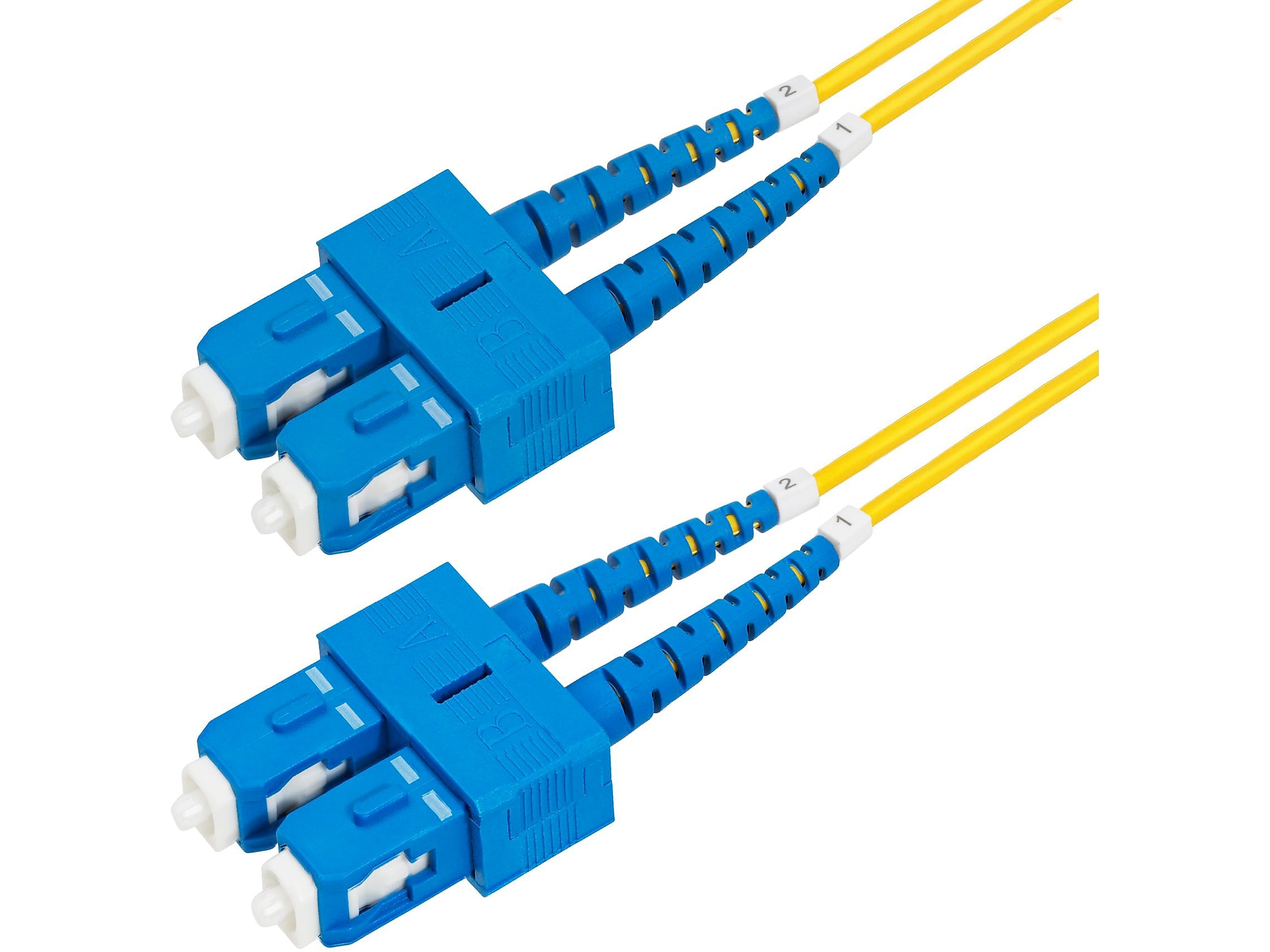 StarTech 3m (9.8ft) SC to SC (UPC) Duplex OS2 Single Mode Fiber Optic Cable, 9/125, Yellow (SMDOS2SCSC3M)