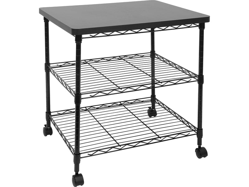 Mount-It! 3-Shelf Steel/Laminate Large Printer Cart with Wheels, Black (MI-7856)