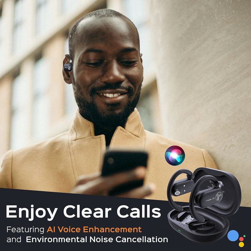 Treblab X-Open Wireless Noise Canceling Earbuds, Bluetooth, Black (X-Open)