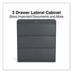 Alera 3-Drawer Lateral File Cabinet, Letter/Legal Size, Lockable, 40.25"H x 36"W x 18.63"D, Charcoal (ALEHLF3641CC)