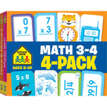 School Zone Math 3-4 Flash Card, Multicolored, 4/Pack (SZP04047)