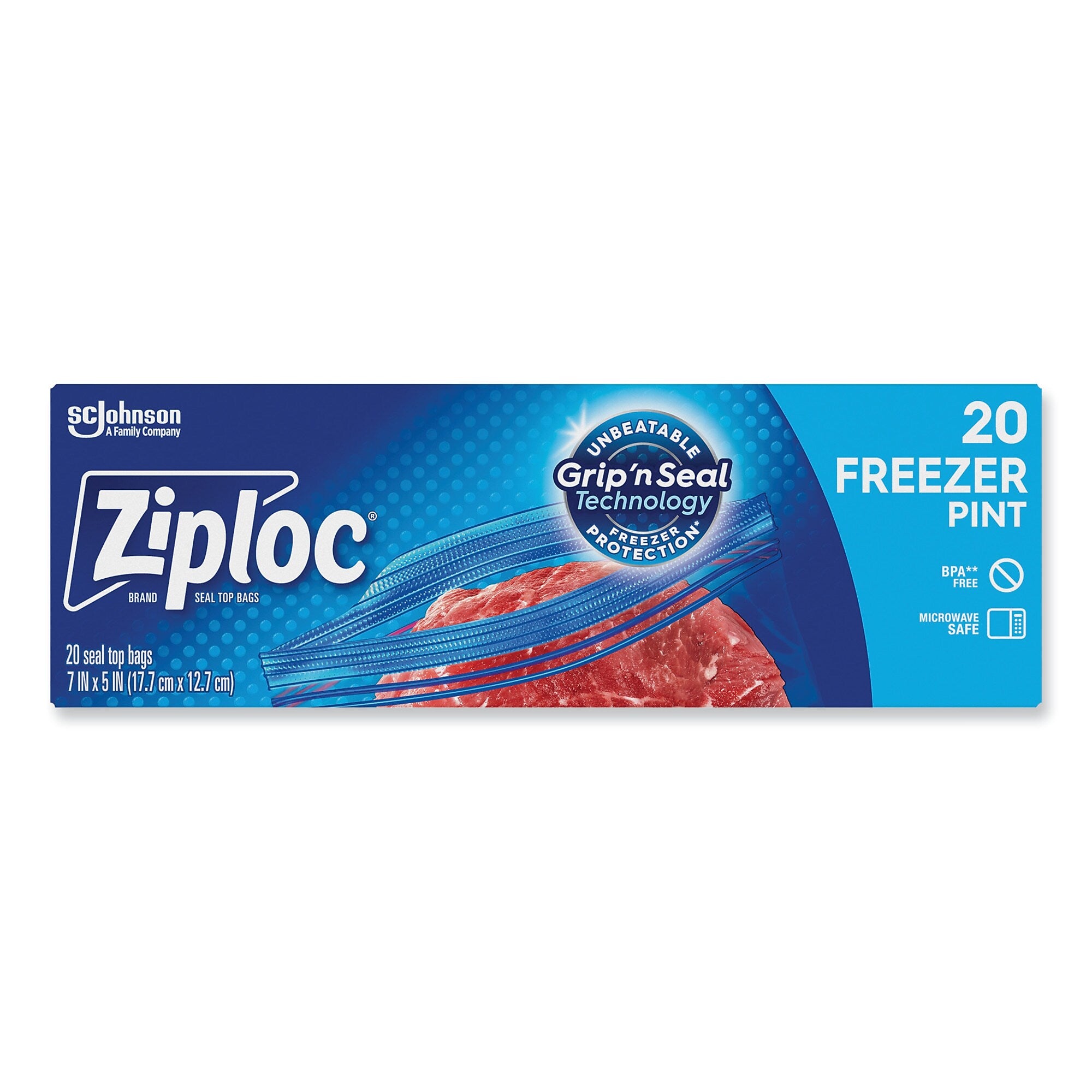 Ziploc Zipper Freezer Bags, 1 pt, 7" x 5", Clear, 240/Carton (SJN314443)