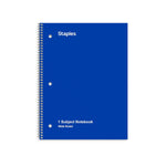 Staples 1-Subject Notebooks, 8" x 10.5", Wide Ruled, 70 Sheets, Blue (ST24003C)