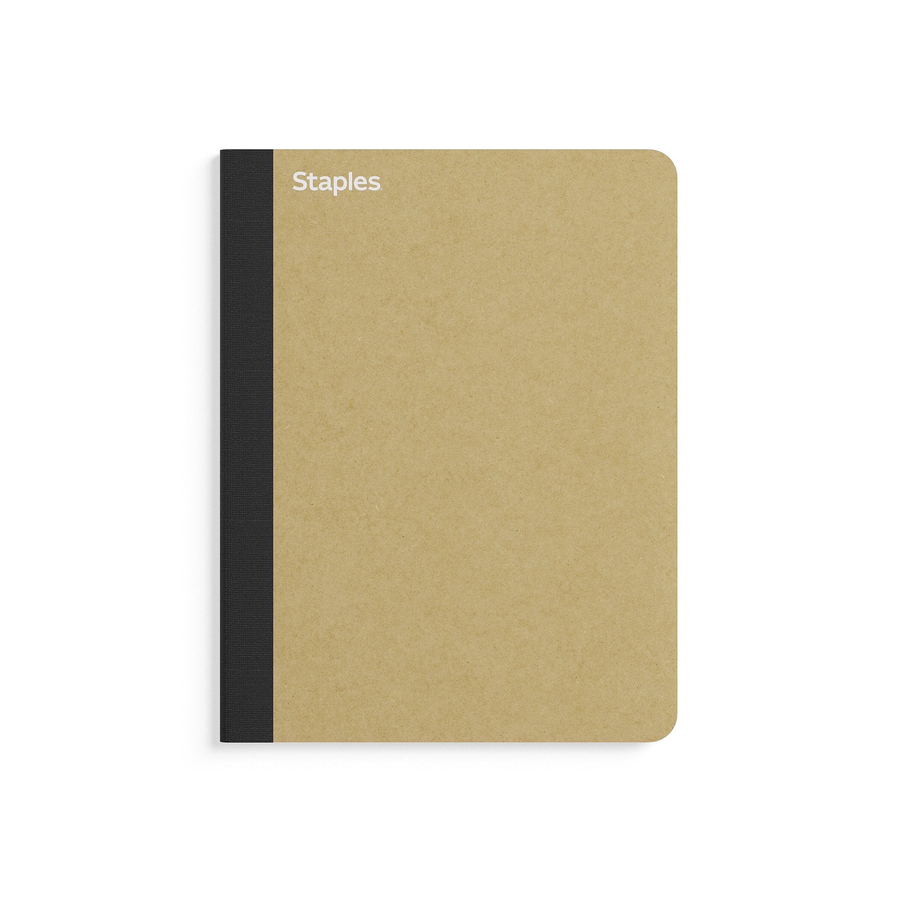 Staples Premium Composition Notebook, 7.5" x 9.75", Wide Ruled, 100 Sheets, Brown (TR52119)