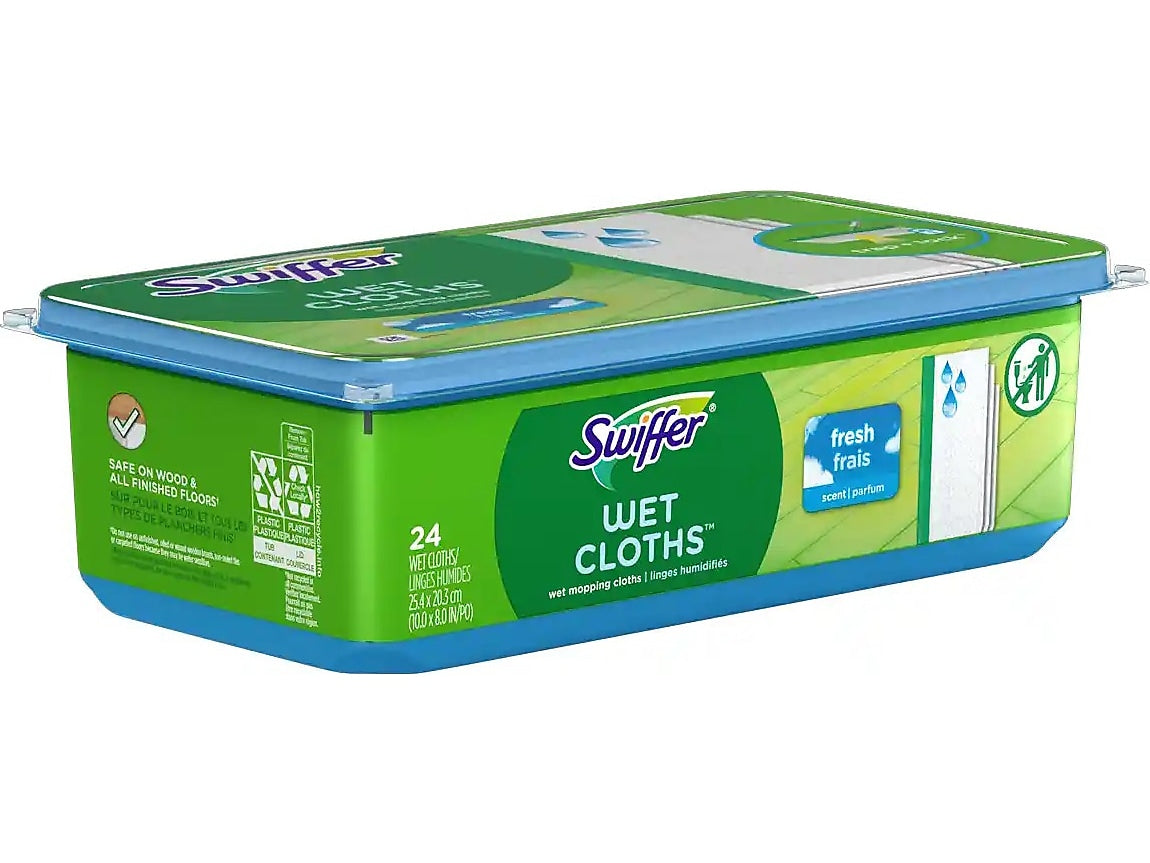 Swiffer Sweeper Wet Mopping Pad Refill, Fresh Scent, White, 24/Pack, 6 Packs/Carton (35155)