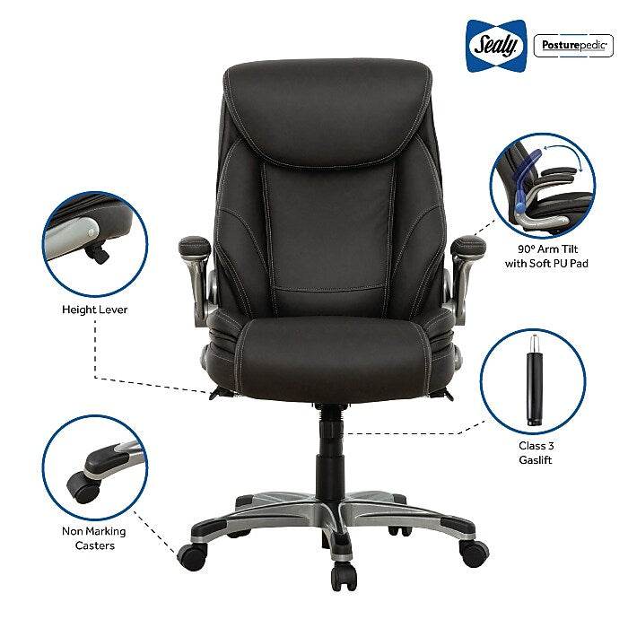 Sealy Posturepedic Axel Swivel Executive Office Chair, Dark Grey (64626)