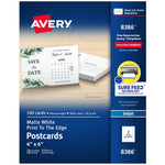 Avery Postcards, Matte White, Print to the Edge, 4" x 6", Inkjet, 100/Pack (08386)