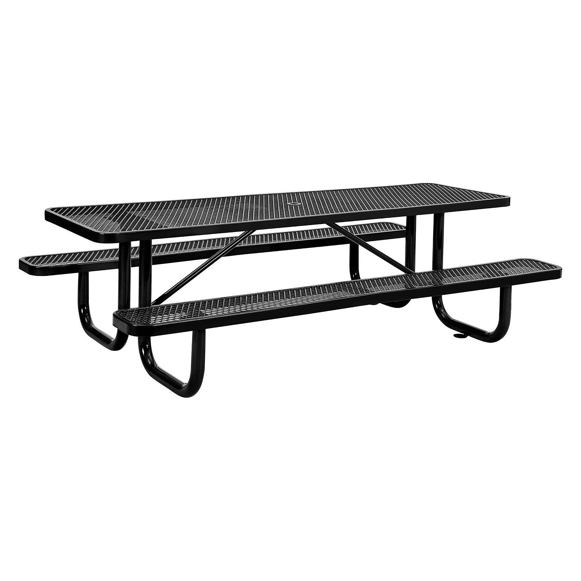 Global Industrial 8' Rectangular Picnic Table, Expanded Metal, Black (277153BK)
