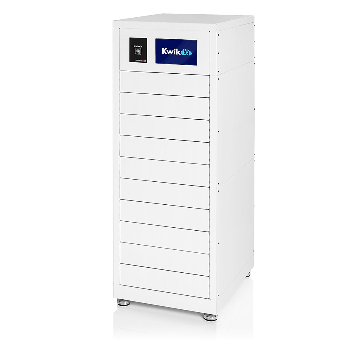 Luxor Kwik IQ Pro Lockable 10-Unit Electronics Storage Cabinet, White Steel (KBSL104)