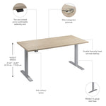 Bush Business Furniture Move 60 Series 60"W Electric Adjustable Standing Desk, Natural Elm/Cool Gray Metallic (M6S6030NESK)