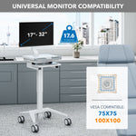 Mount-It! MedHub Mobile Medical Cart Workstation with Monitor Mount and Locking Caster Wheels, White/Grey (MI-16015)