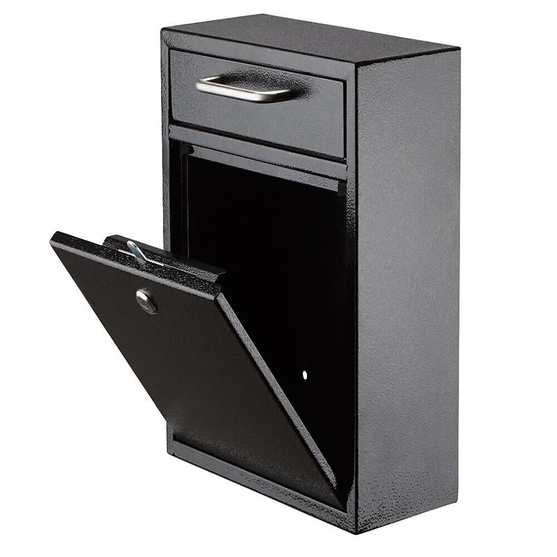 AdirOffice Steel Large Wall Mounted Drop Box Interoffice Mailbox, Key Lock, Black (631-04-BLK-PKG)