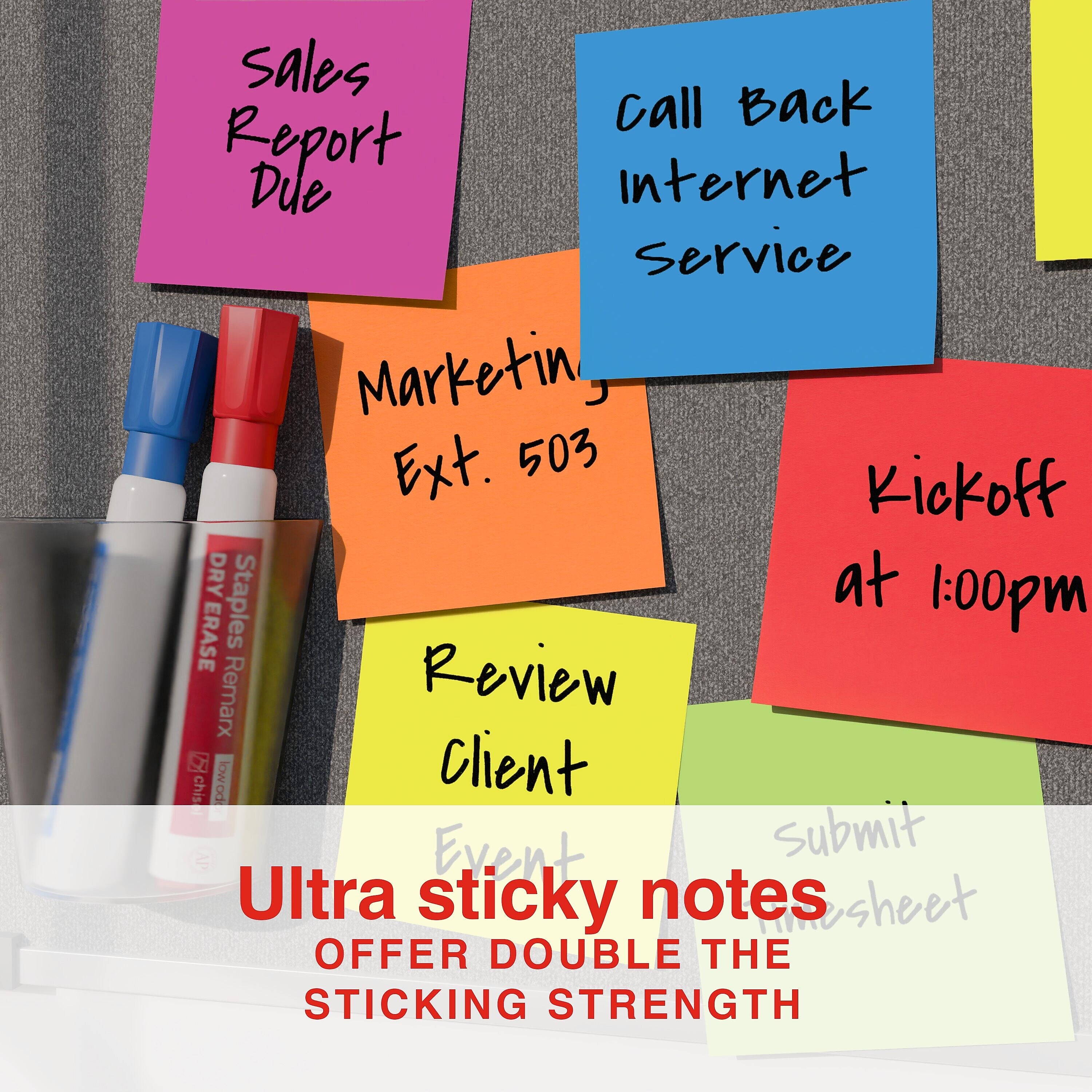 Staples Ultra Sticky Notes, 3" x 3", Summer Breeze Collection, 100 Sheets/Pad, 12 Pads/Pack (ST62881)