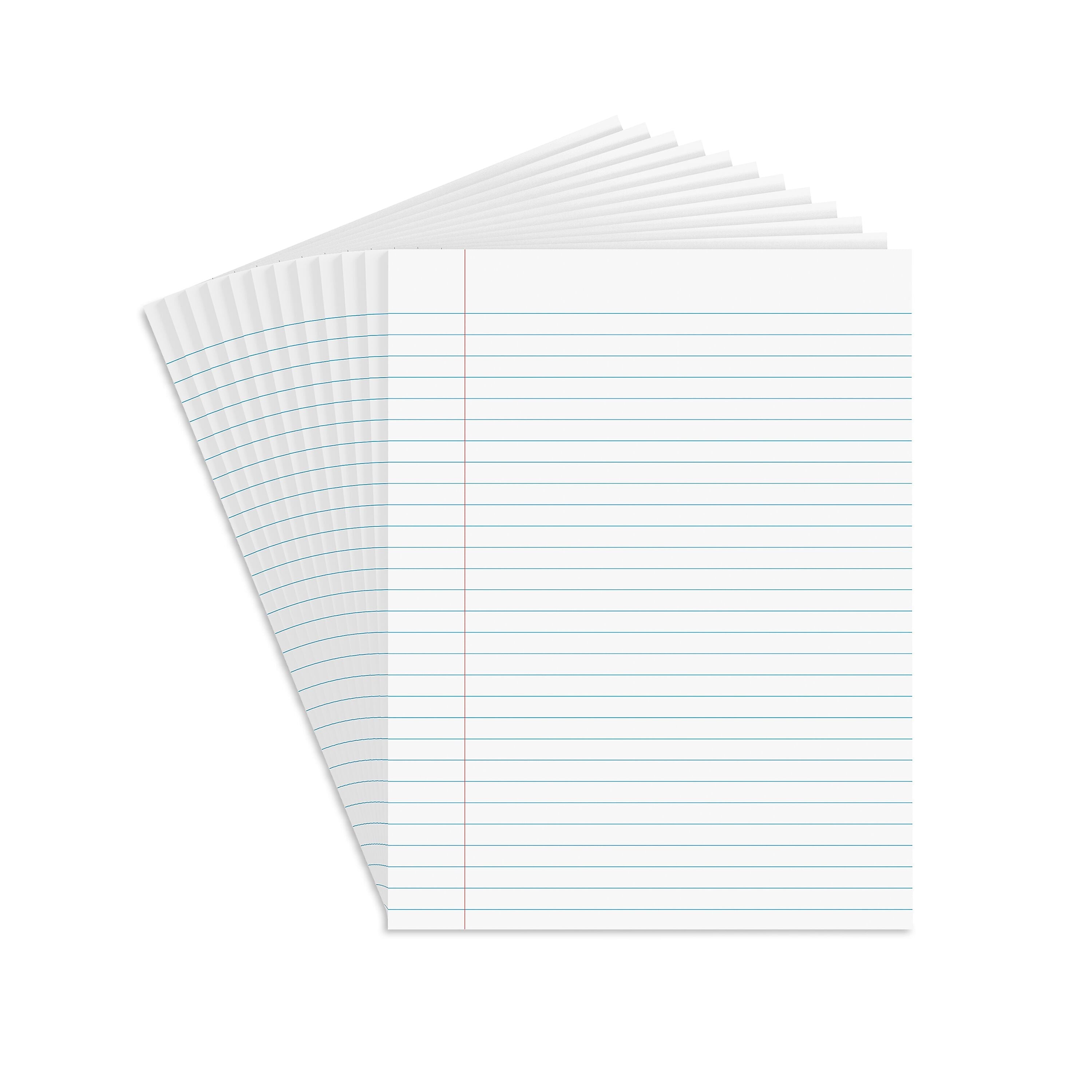 Staples Notepads, 8.5" x 11" (US letter), Wide Ruled, White, 50 Sheets/Pad, Dozen Pads/Pack (ST57334)