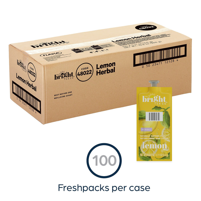 The Bright Tea Co. Lemon Herbal Tea, Flavia Freshpacks, 100/Carton (B502)