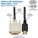 Tripp Lite HDMI to DVI-D Audio/Video Adapter, Male to Male, Black (TRPP566010)