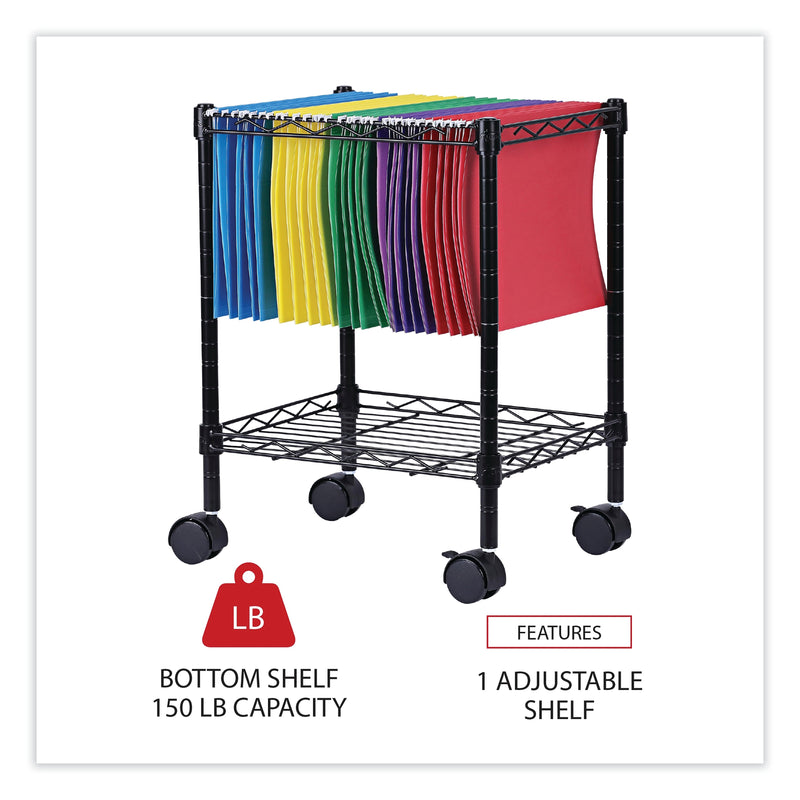 Alera® Compact Rolling File Cart, 15.25w x 12.38d x 21h, Black