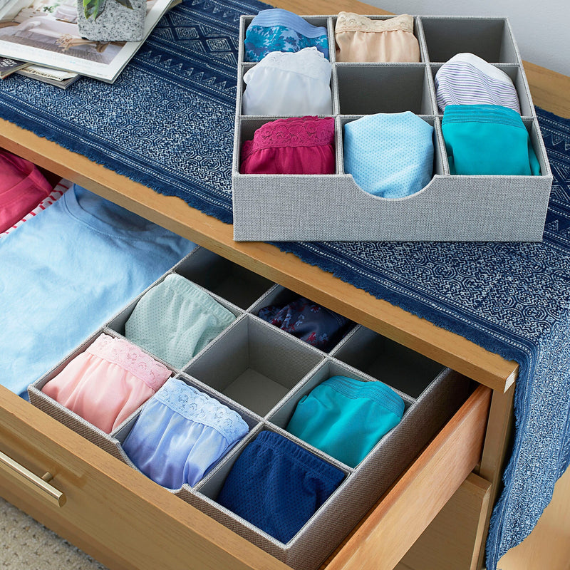 Household Essentials Drawer Organizer Tray, 9 Square Compartment (7476-1)
