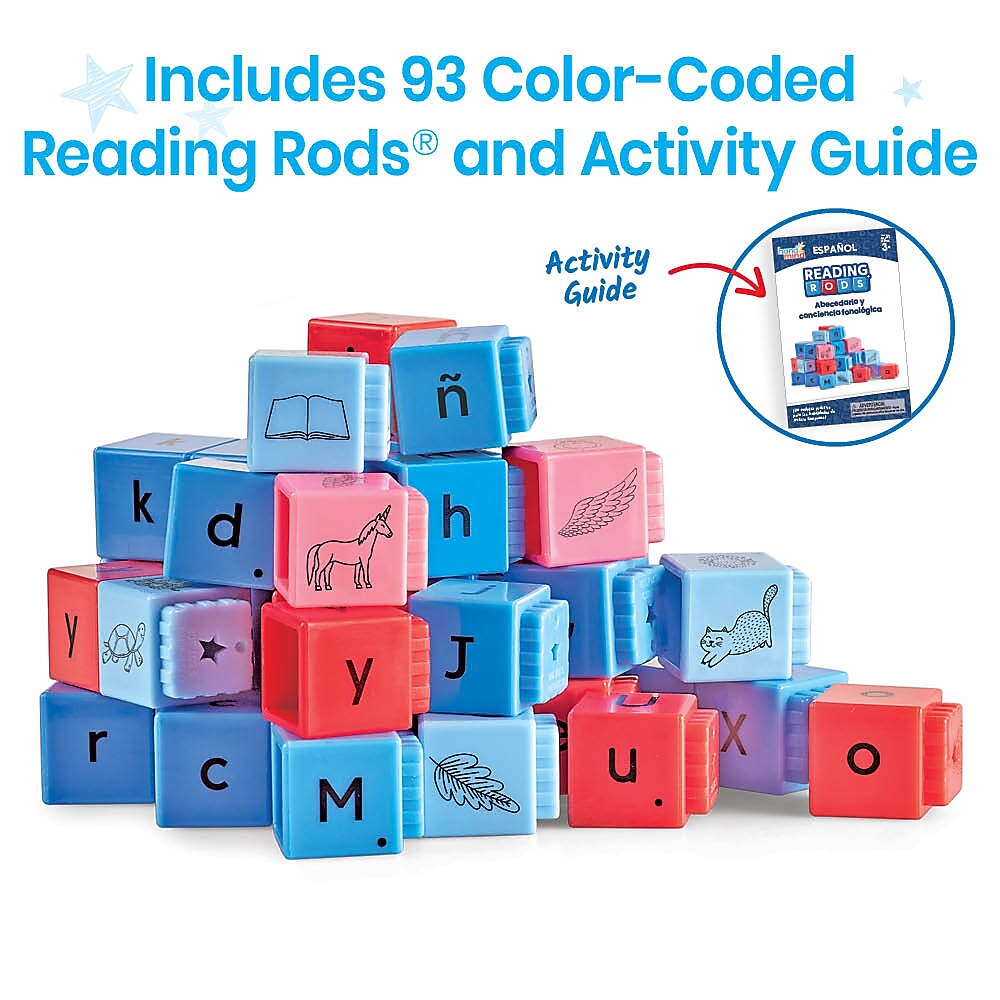 hand2mind Reading Rods Alphabet & Phonemic Awareness in Spanish, Assorted Colors (95392SP)