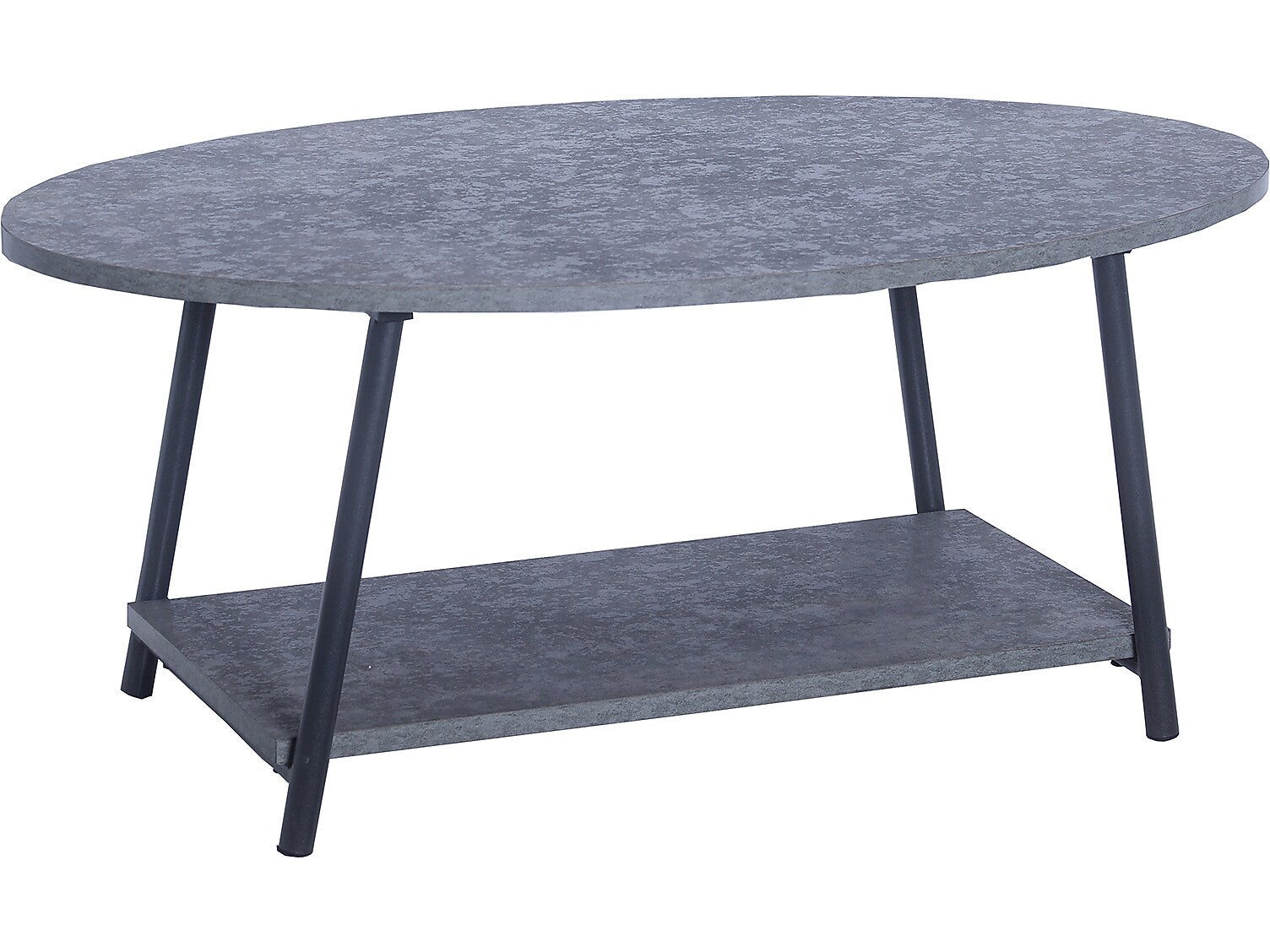 Household Essentials Jamestown 39"W x 23"D Laminate Coffee Table, Rustic Slate Concrete/Black (8147-1)