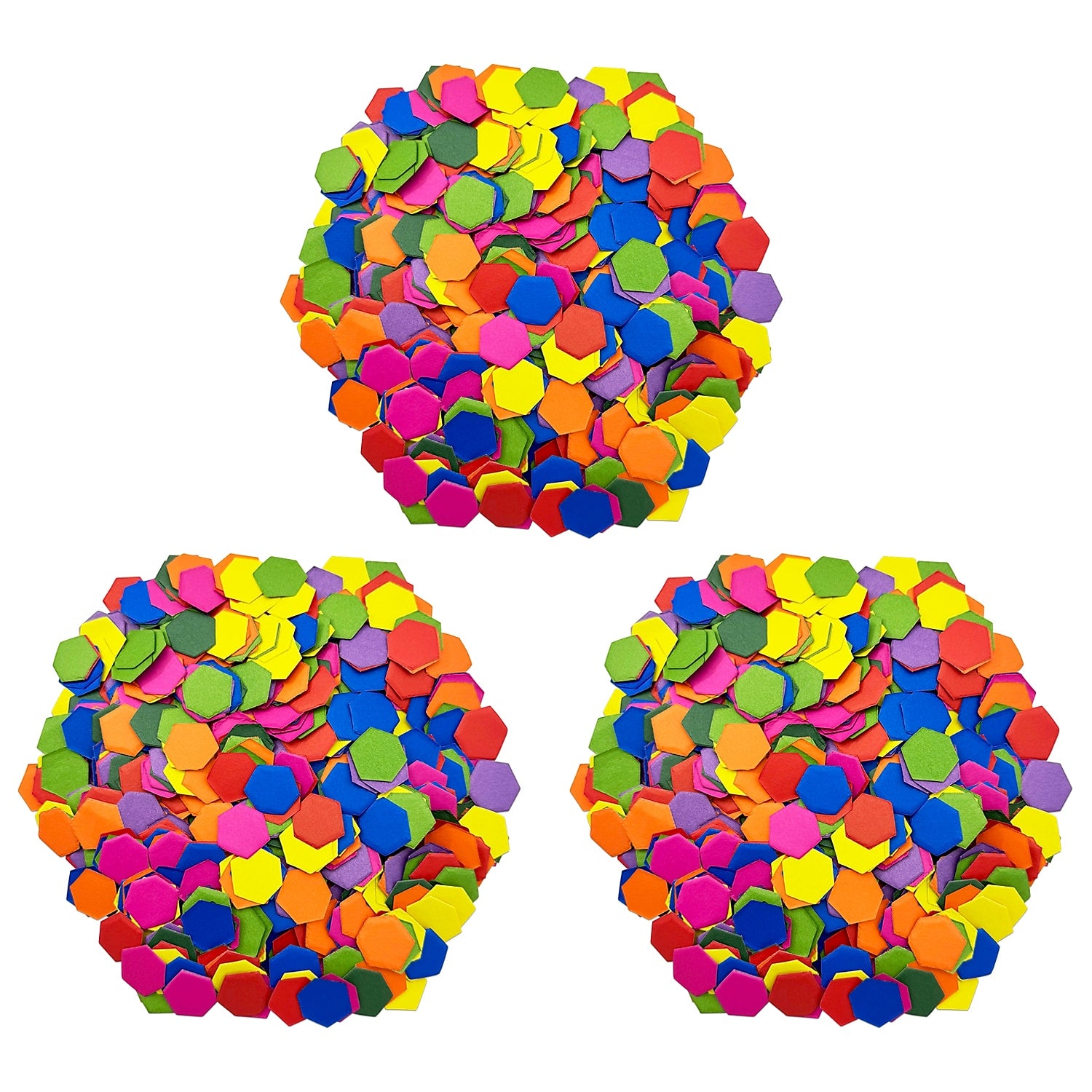 Roylco Hexagon Mosaics, 0.5" H x 0.57", Assorted Colors, 2,000/Pack, 3 Packs/Bundle (R-15631-3)