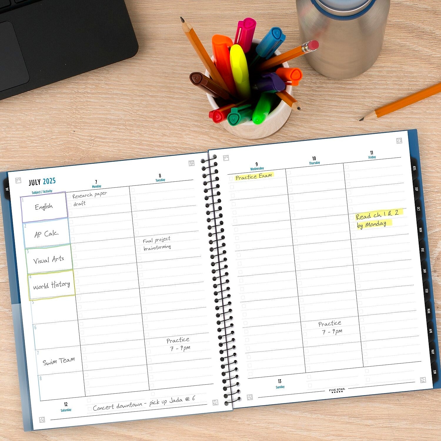 2025-2026 Five Star Five Star Customizable 8.5" x 11" Academic Year Weekly & Monthly Planner, Plastic Cover, Assorted Colors