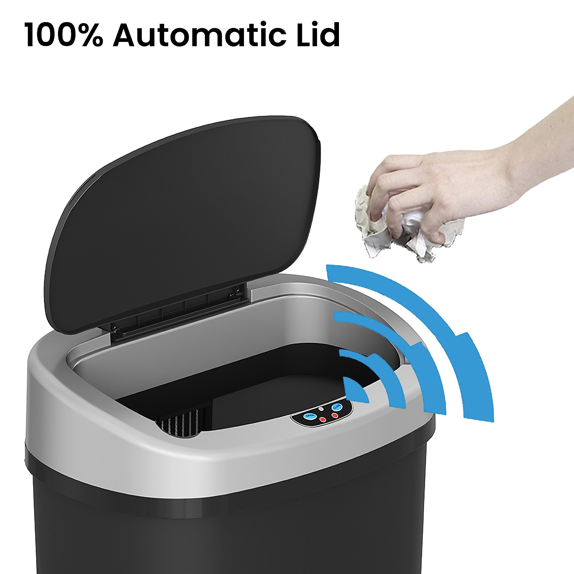 iTouchless Plastic Sensor Trash Can, 13 Gallon, Black (SPOS13B)