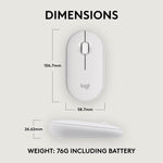 Logitech Pebble 2 M350s Wireless Ambidextrous Optical Mouse, Tonal White (910-007022)