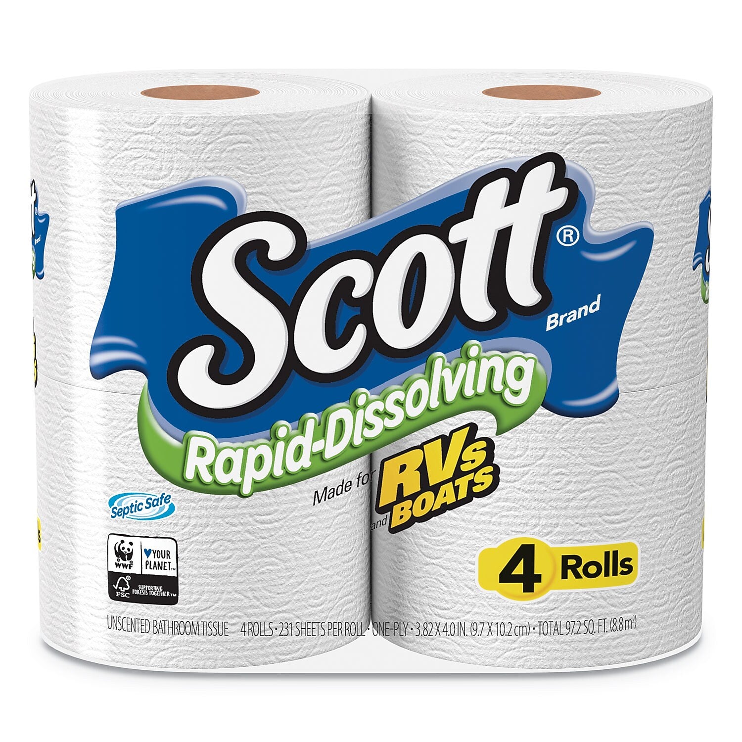 Scott Rapid-Dissolving Toilet Paper, 1-Ply, White, 231 Sheets/Roll, 48 Rolls/Case (KCM47617)