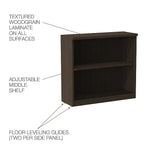 Alera Valencia Series 29.5"H 2-Shelf Bookcase with Adjustable Shelf, Espresso (ALEVA633032ES)